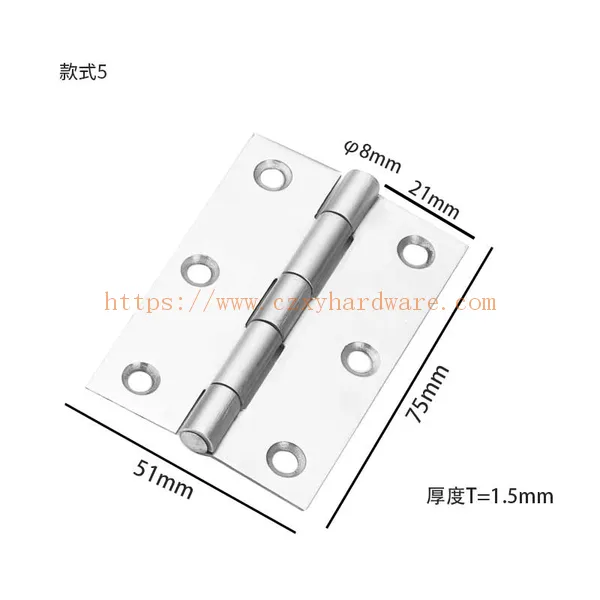 Factory Supplier New Brand Stainless Steel 3 Inch Rivet Door Hinge Soft Close 75*51*1.5Mm Butt Hinge
